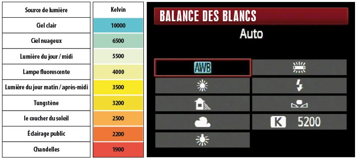 balance des blancs température de couleur kelvin Lightroom